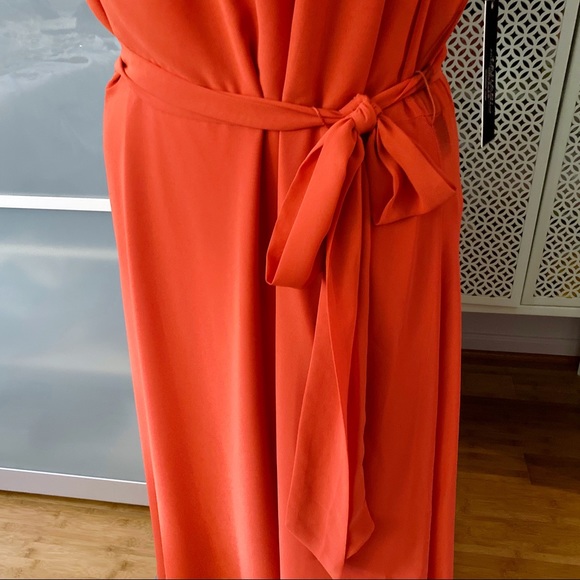 NWT Tahari ASL Chiffon Hi-Lo Halter Dress - Orange - Picture 4 of 14